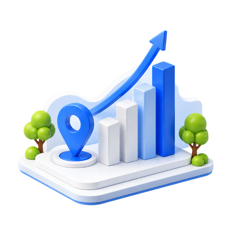 Growth chart on a small local map